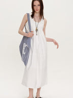 fano Soft Cotton Tencel Aline Sleeveless Crew Natural Travel Girls White Maxi Dresses