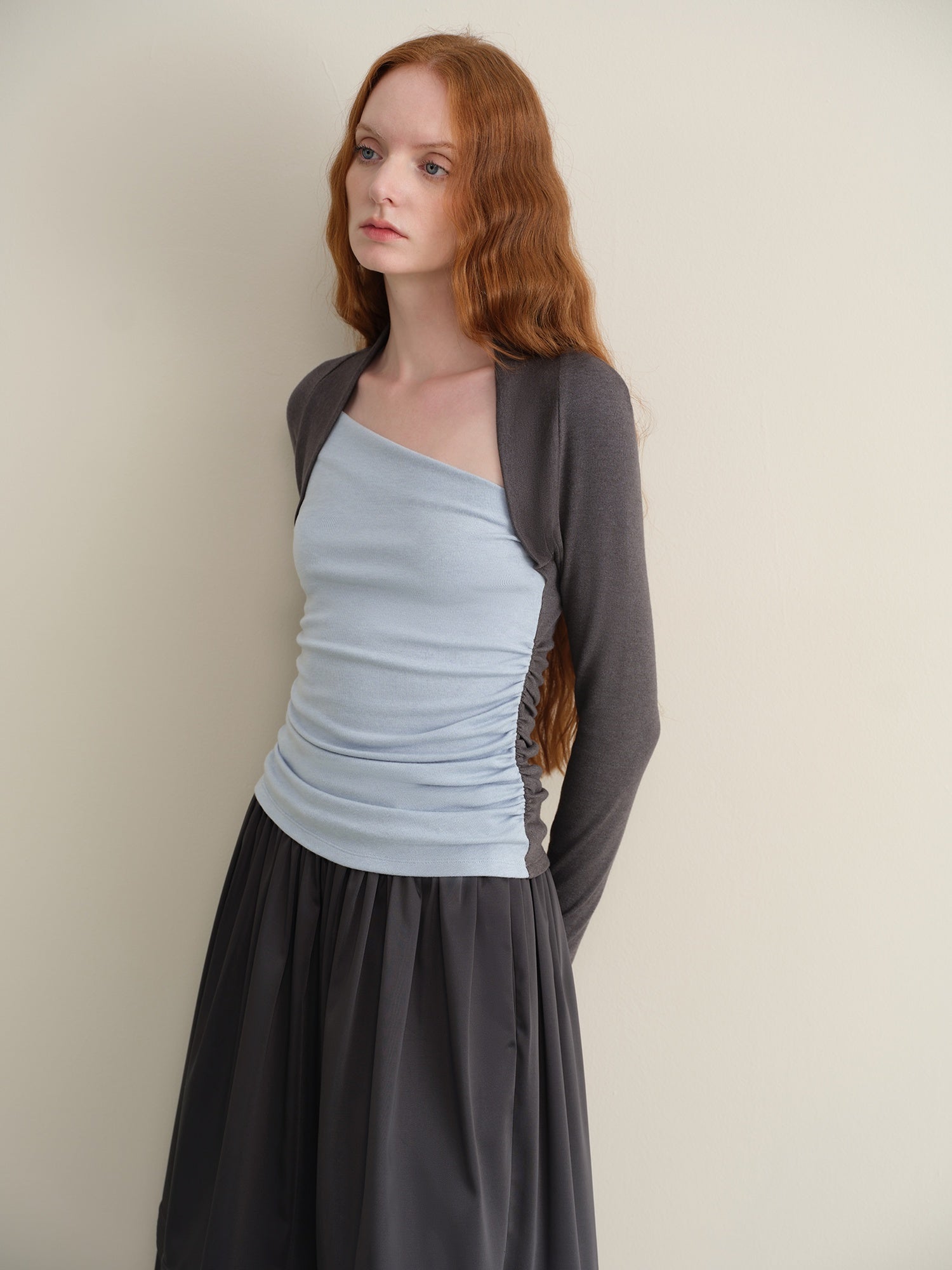 someonesometimes Stretch Viscose Midweight Colorblock Slanted Collar Slim Fit Women Sweaters
