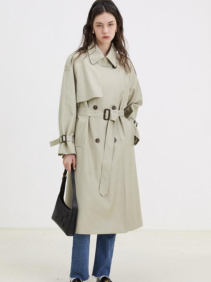 fano Minimalist Double Breasted Long Straight Fit Office Workwear Women Trench Coats