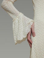 unspoken Breathable Comfortable Commuter Cutout Waist Bell Sleeve Maxi Dresses