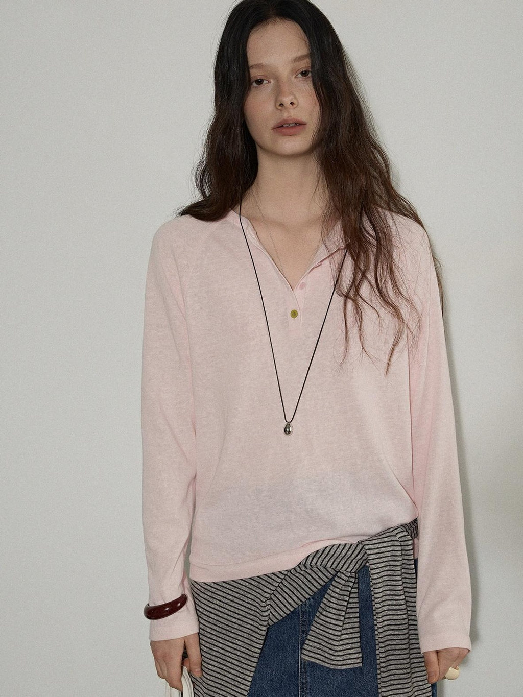 Lofi choose Cotton Blend Relaxed Raglan Commuter Women Pink Moss Gray Long Sleeve T-Shirts
