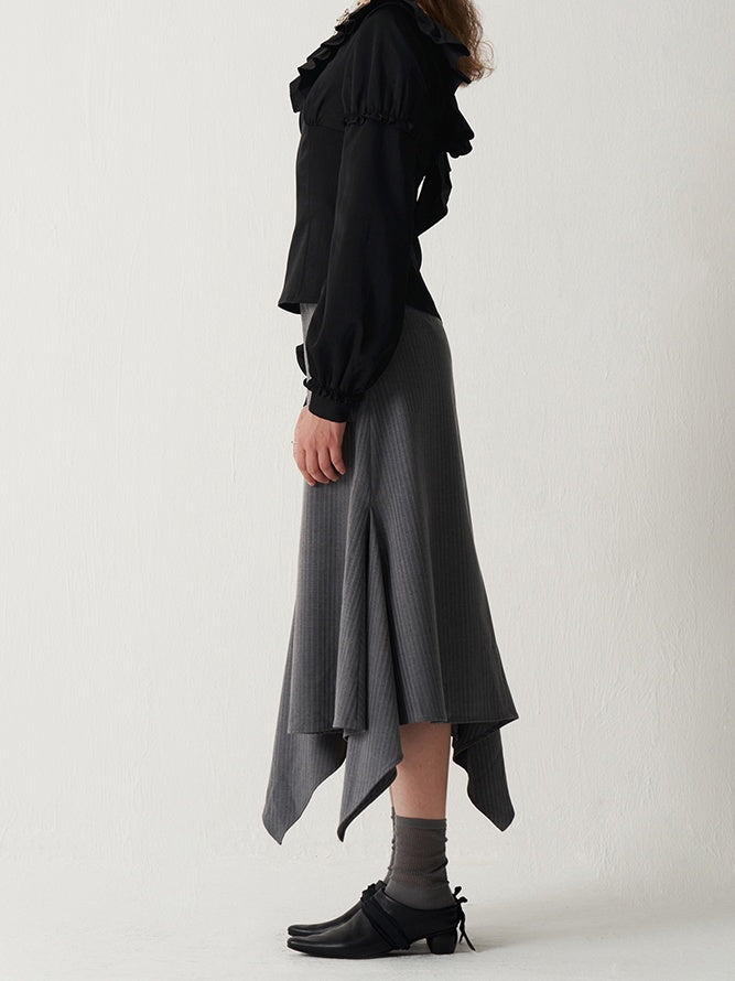 someone sometimes Sleek V-neck Slim Fit Commuter Long Sleeve Black Poly Viscose Women Work Blouses
