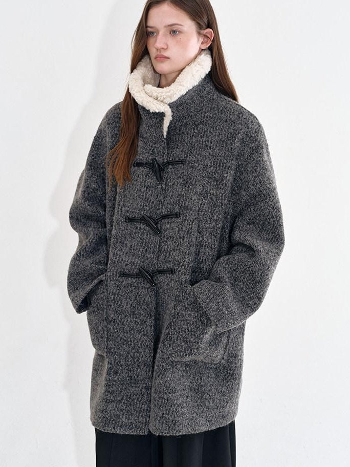 fano Lambswool Blend Single Breasted Loose Midlength Heather Gray Long Coats