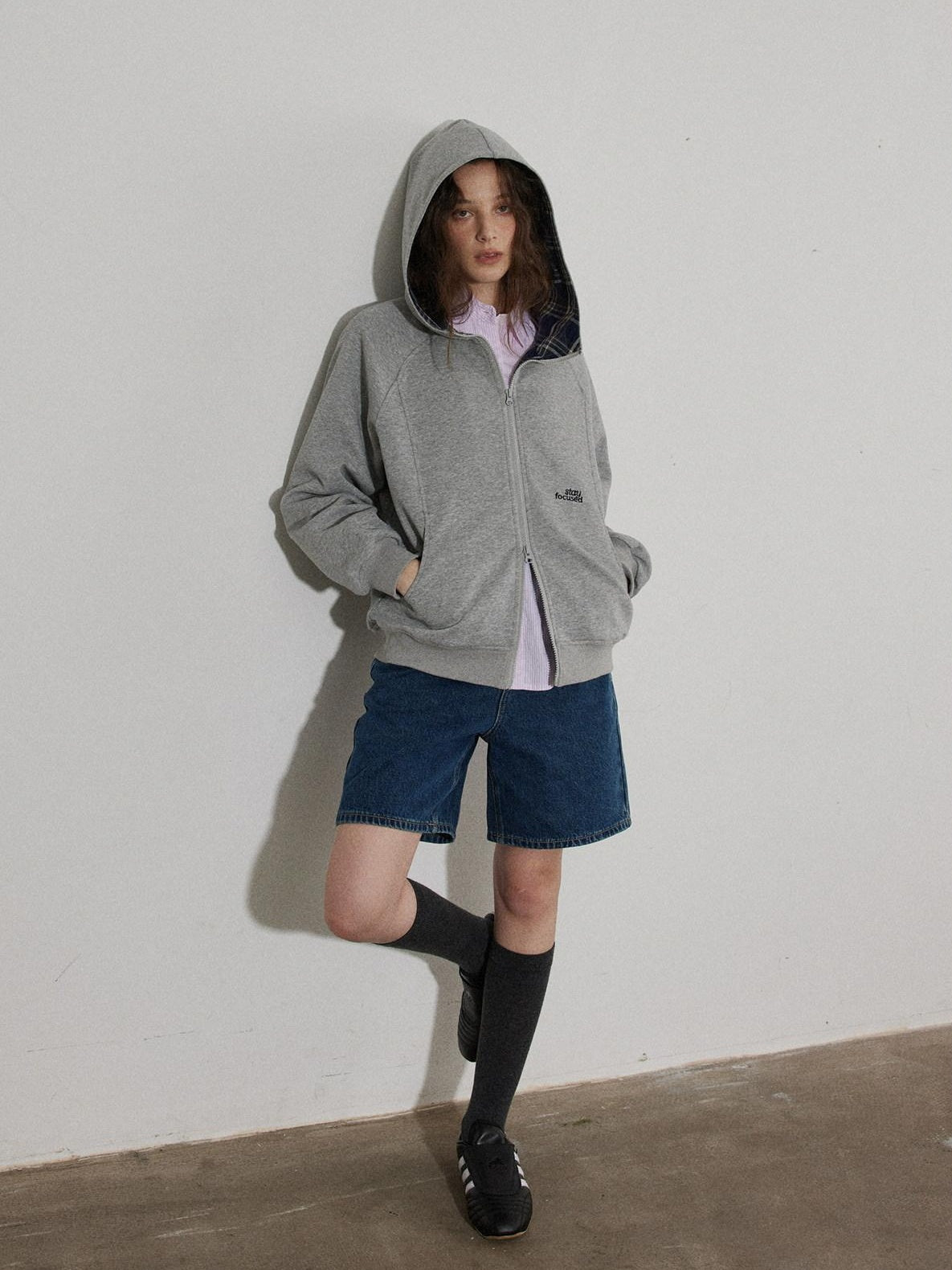 Lofi choose Washed High Waist Loose Fit Micro Stretch Women Casual Blue White Denim Shorts