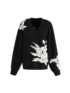 unspoken Thermal Warm Commuter Relaxed Fit V-neck Pullover Black Workwear Knit Sweaters