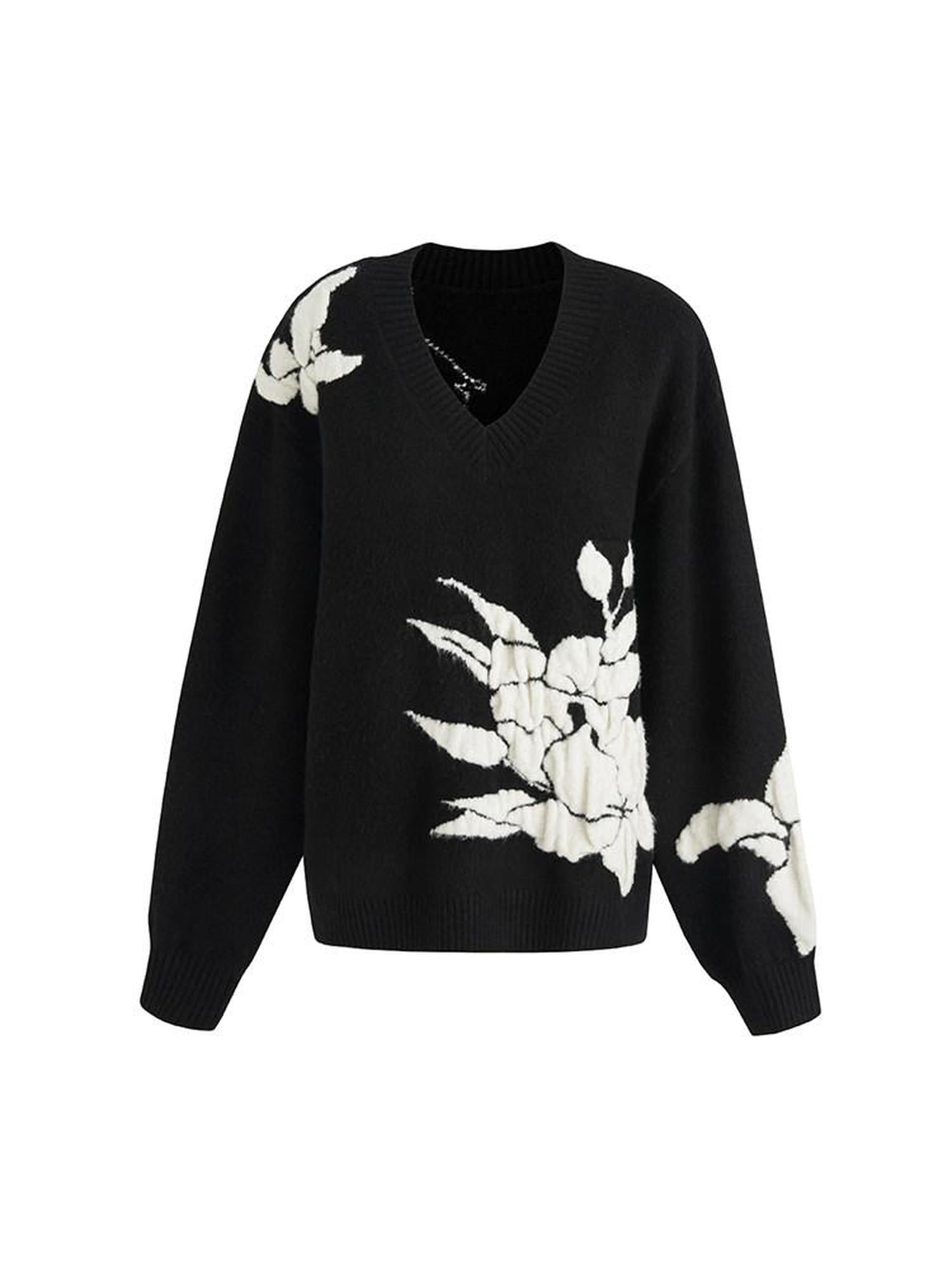 unspoken Thermal Warm Commuter Relaxed Fit V-neck Pullover Black Workwear Knit Sweaters