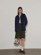 Lofi choose High Waist Cotton Slit H Line Loose Office Women Seaweed Green Midi Skirts