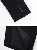 audreyyang Figure Flattering Elegant Tailored Mid Length Long Sleeve Women Black Long Coats
