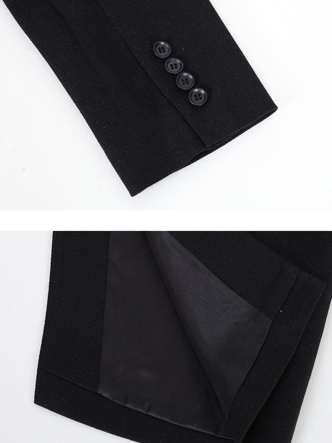 audreyyang Figure Flattering Elegant Tailored Mid Length Long Sleeve Women Black Long Coats