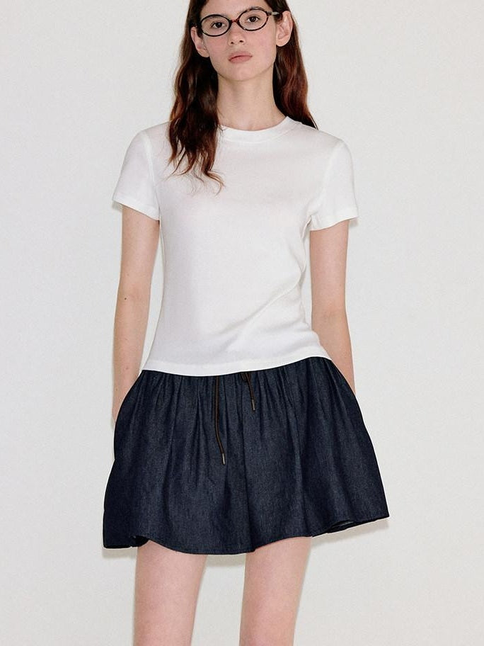 fano Cooling Lyocell Blend Korean Slim Short Sleeve Tee Basic Crop Tops
