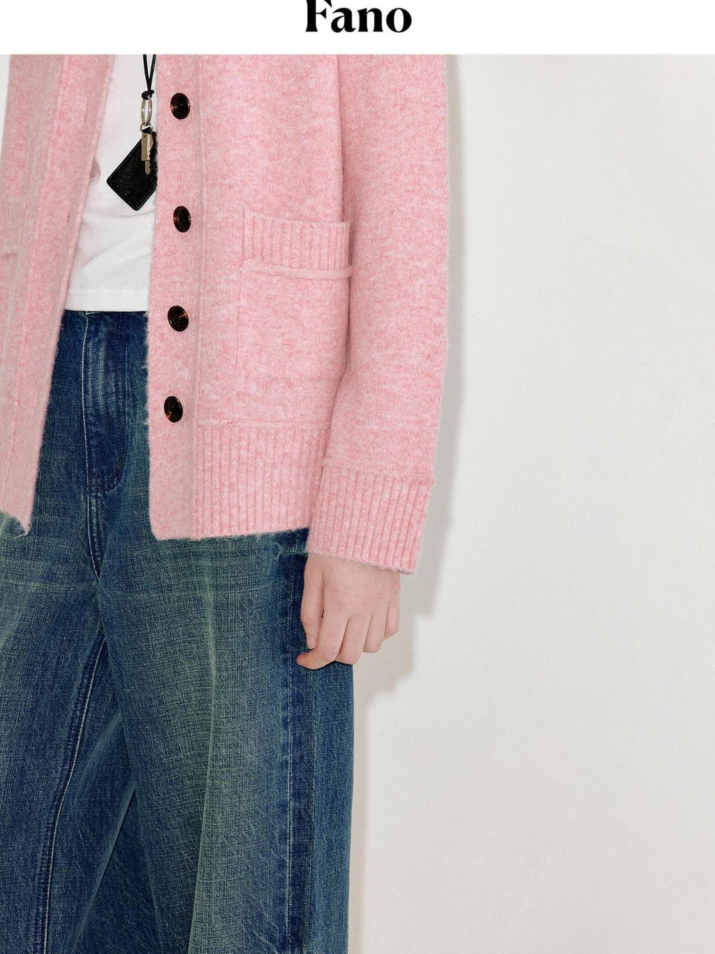 fano Thermal Warm Soft Knit Single Button Relaxed Fit Office Pink Cardigans