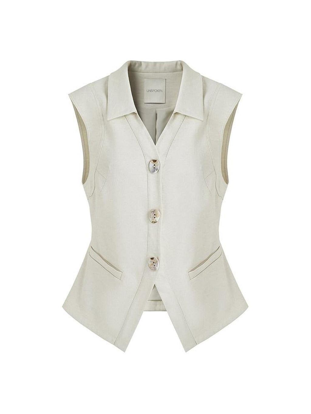 unspoken Breathable Polyester Linen Blend Loose Fit Button Front Office Women Vests