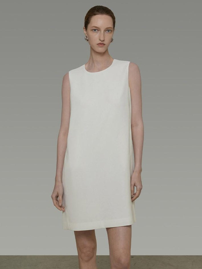 unspoken Minimal Sleeveless Natural Waist Structured Vest For Office Acetate Midi Dresses