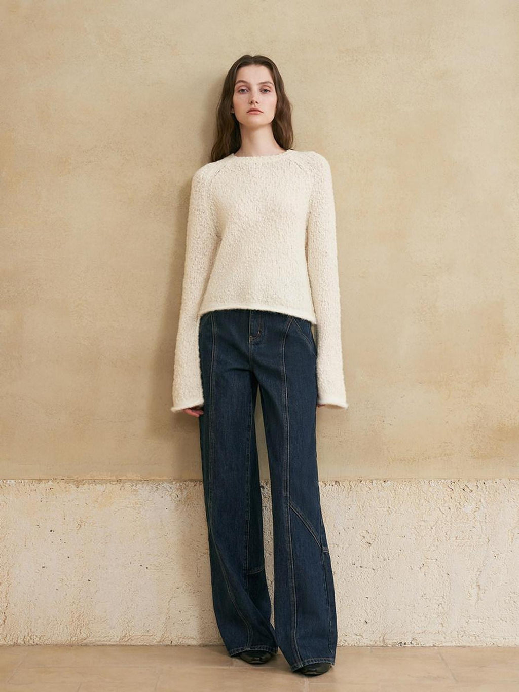 someone sometimes Washed Denim Relaxed Natural Waist Casual Zip Fly Blue Straight Leg Jeans