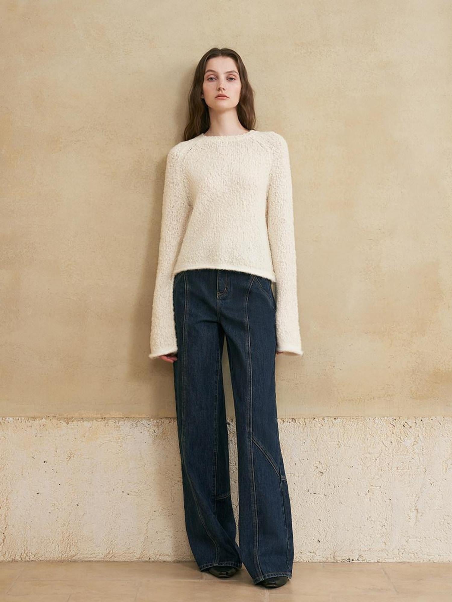 someone sometimes Washed Denim Relaxed Natural Waist Casual Zip Fly Blue Straight Leg Jeans
