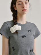 fano Classic V-neck Pullover Casual Young Adult Black Gray Short Sleeve T-Shirts
