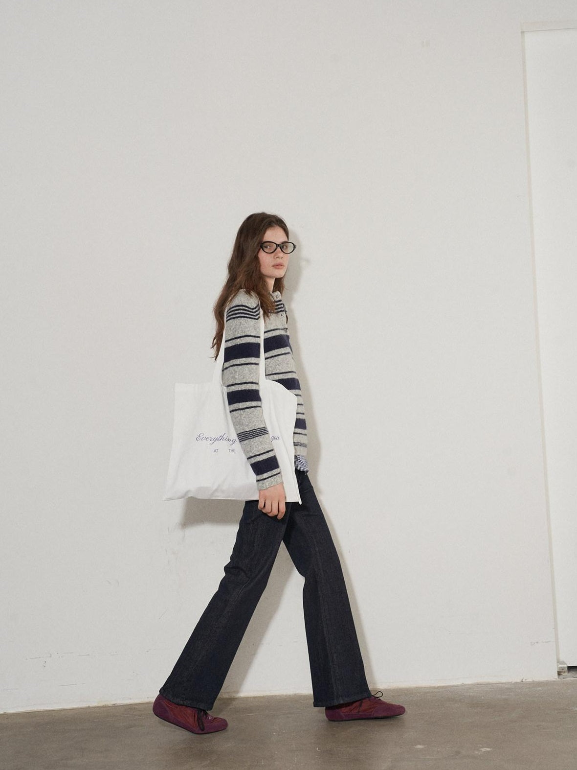 Lofi choose Soft Acrylic Wool Blend Striped Polo Collar Loose Fit Office Knitwear Sweaters