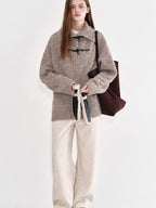 fano Soft Knit Polyester Beige Natural Waist Casual Wide Leg Women Sweatpants