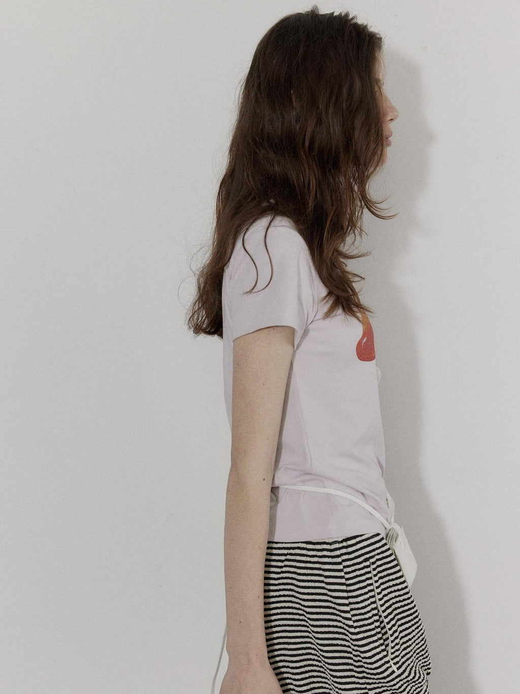 Lofi choose High Waist Relaxed Fit Women Office Commuter Black Apricot Striped Mini Shorts