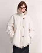 fano 90% White Duck Down Warm Loose Korean Commuter Hoodless Women Down Jackets