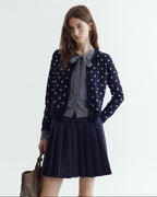 fano Slim Fit Polka Dot Button Front Long Sleeve Women Knitwear Tops Cardigans