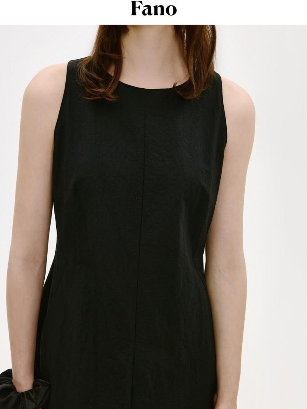 fano Breathable Cotton Blend Sleeveless A Line Korean Workwear Black Maxi Dresses