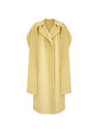 unspoken 100 Percent Wool Bright Yellow Long Straight Minimalist Office Wool Coats