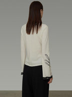 unspoken Soft Cotton Blend Relaxed Fit Floral Print V-neck Long Sleeve Women Blouses