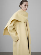 unspoken 100 Percent Wool Bright Yellow Long Straight Minimalist Office Wool Coats