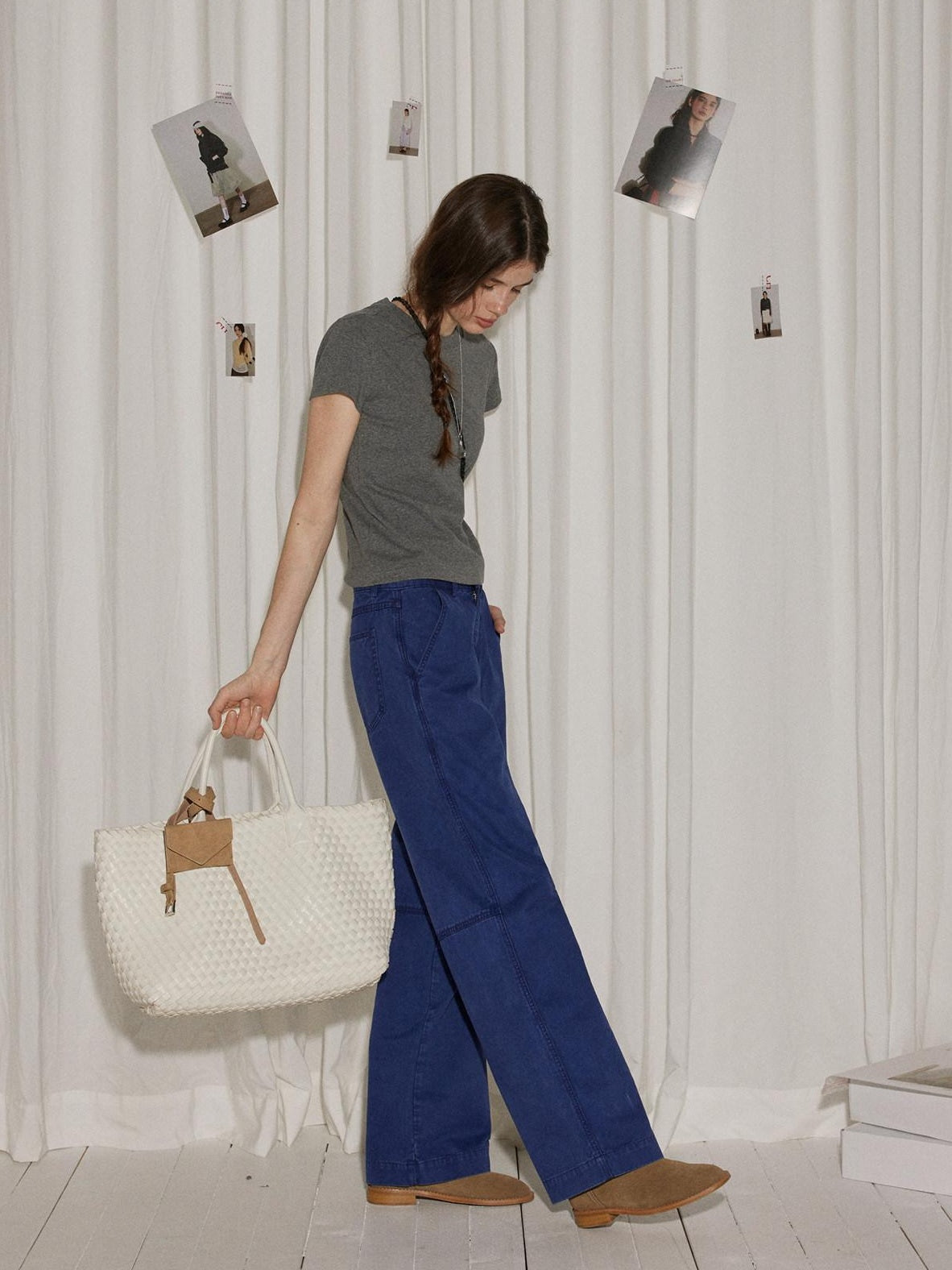 Lofi choose High Waist Distressed Vintage Blue Relaxed Cotton Zip Fly Womens Wide Leg Jeans