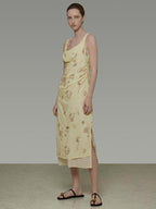 unspoken Office Minimalist Floral Cami A Line Natural Waist Tencel Maxi Dresses