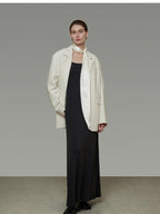 unspoken Warm Minimalist Oversized Ribbon Tie Lapel Long Sleeve Women Blazers