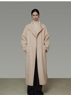 unspoken 100 Percent Wool Longline Thick Structured Relaxed Minimalist Blush Wool Coats