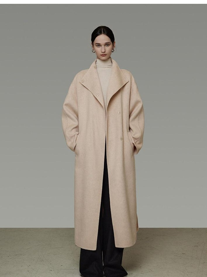 unspoken 100 Percent Wool Longline Thick Structured Relaxed Minimalist Blush Wool Coats
