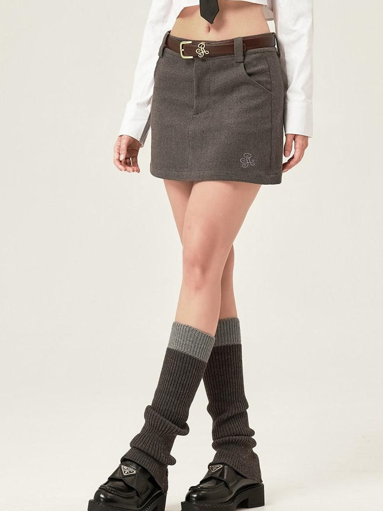 ikyou Lined Embroidered A Line Mid Waist Slim Casual Women Brushed Mini Skirts
