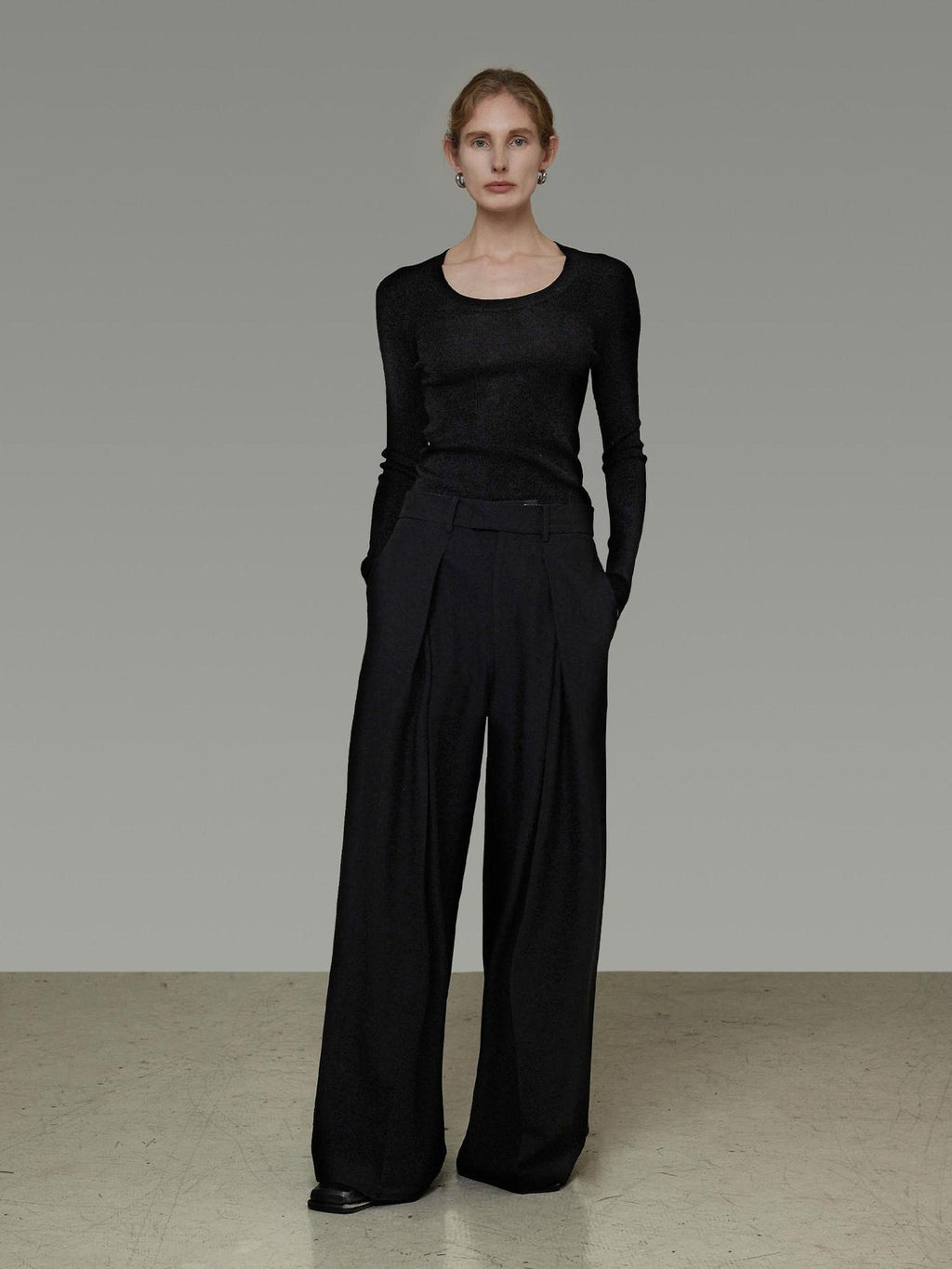 unspoken High Waist Breathable Black Minimalist Zipper Fly Women Wide Leg Pants