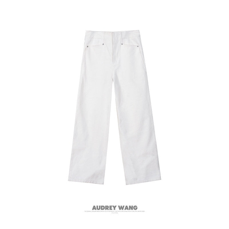 audreyyang_Breathable_Cotton_High_Waist_Tailored_Pockets_Button_Fly_White_Straight_Pants_MISSTT