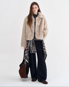 fano Cozy Milk Coffee Lapel Casual Loose Fit Womens Everyday Outerwear Short Coat