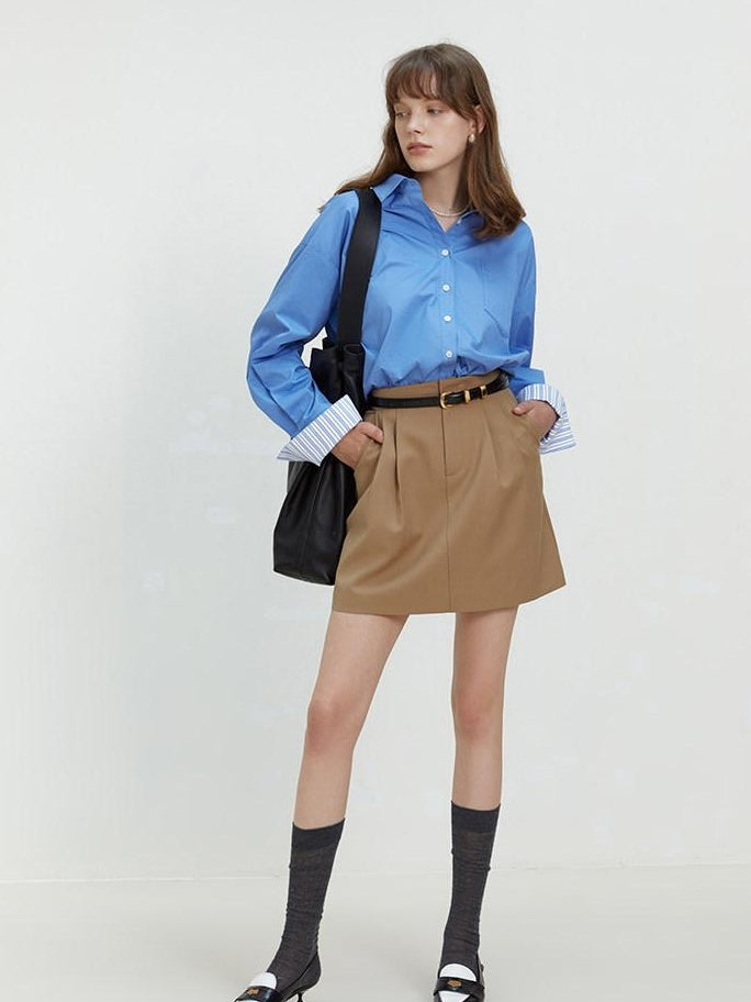 fano Skin Friendly Breathable Cotton Minimalist Loose Fit Women Button Solid Shirts