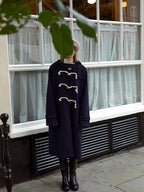fano Thick Hooded Toggle Midlength Straight Pocket Commuter Solid Long Coats