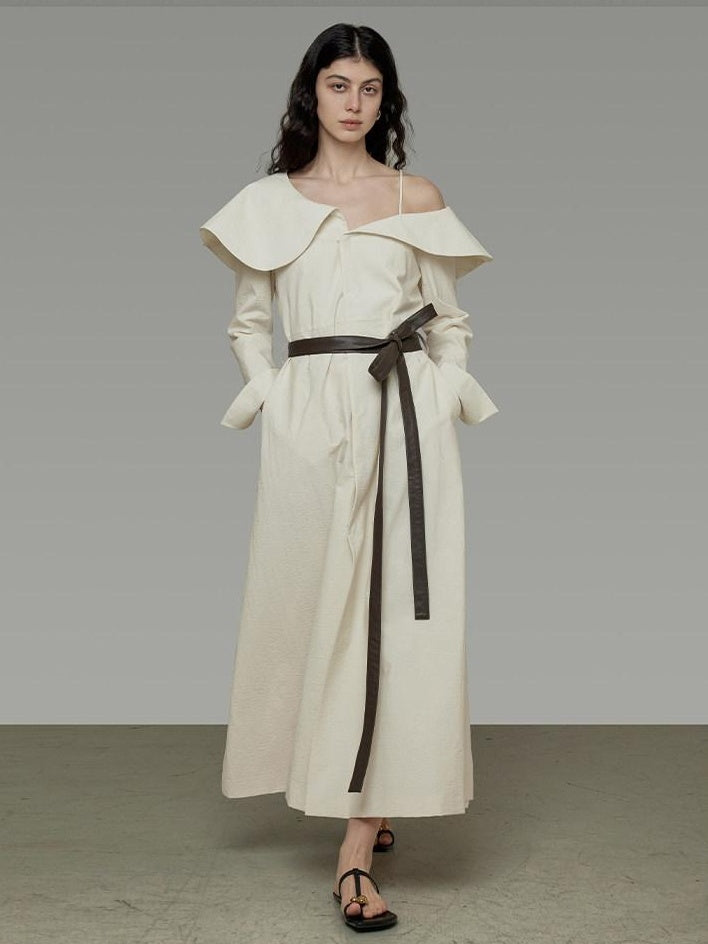 unspoken Comfortable Cotton Blend High Waist Asymmetrical Shirt Dress Office Maxi Dresses