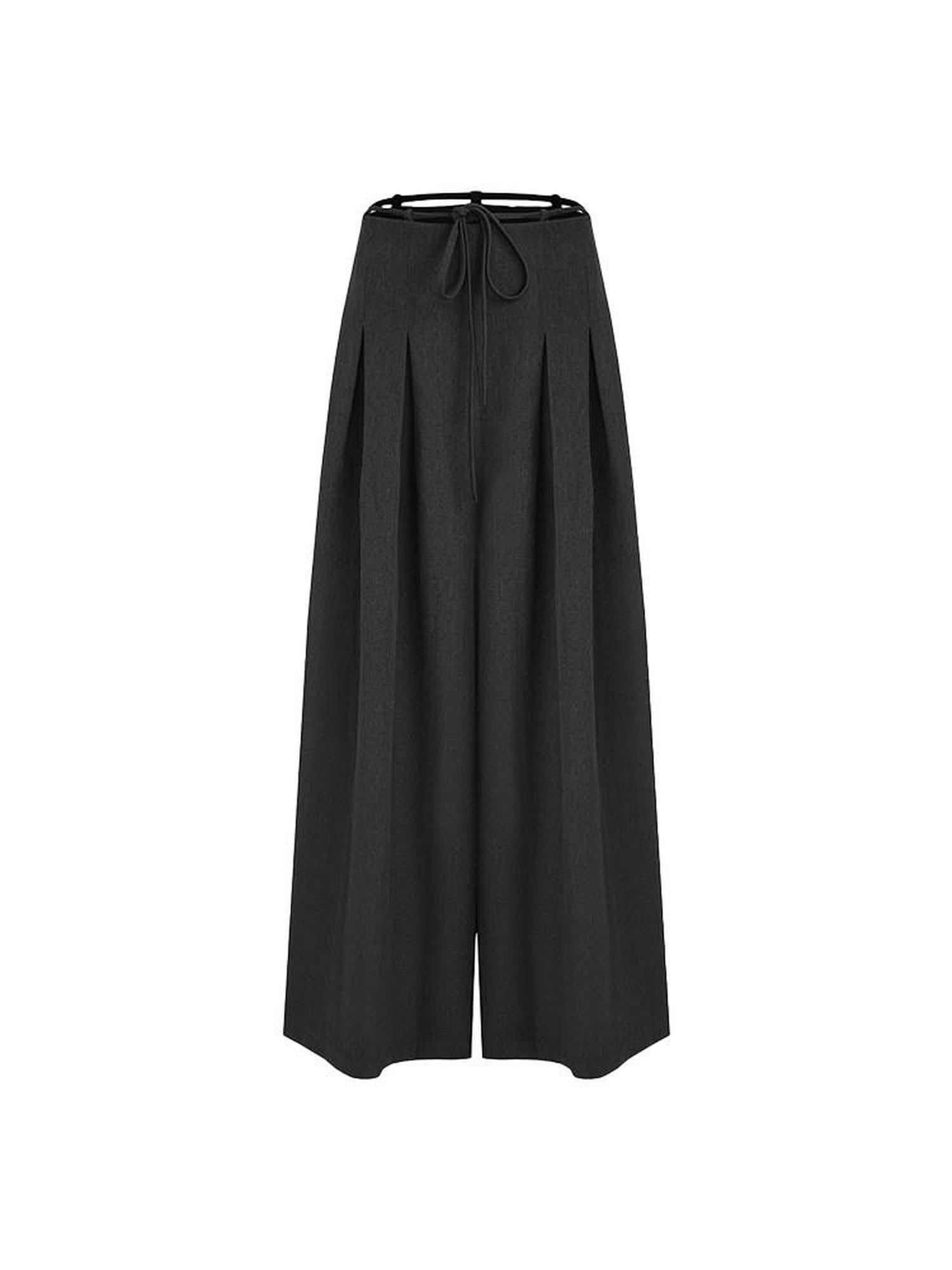 unspoken Pleated Stretch Minimalist Workwear Natural Waist Women Wide Leg Pants