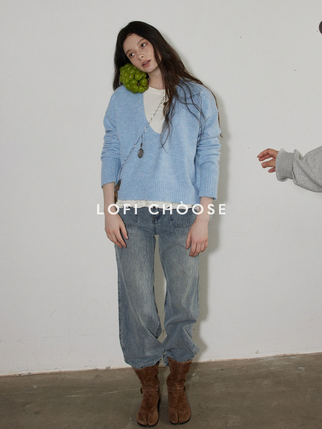Lofi choose Soft Lightweight V-neck Loose Fit Commuter Office Knit Pullover Sweaters