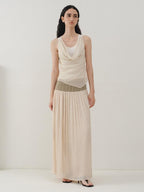 someonesometimes Tencel Wool Blend Slim Fit Commuter Workwear Unlined Beige Women Tank Tops