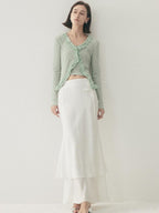 someone sometimes Soft Modal Tencel Minimal Office Double Fishtail Low Waist Women Maxi Skirts