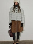 Lofi choose Flattering High Waist Ruched A Line Office Khaki Polyester Women Midi Skirts