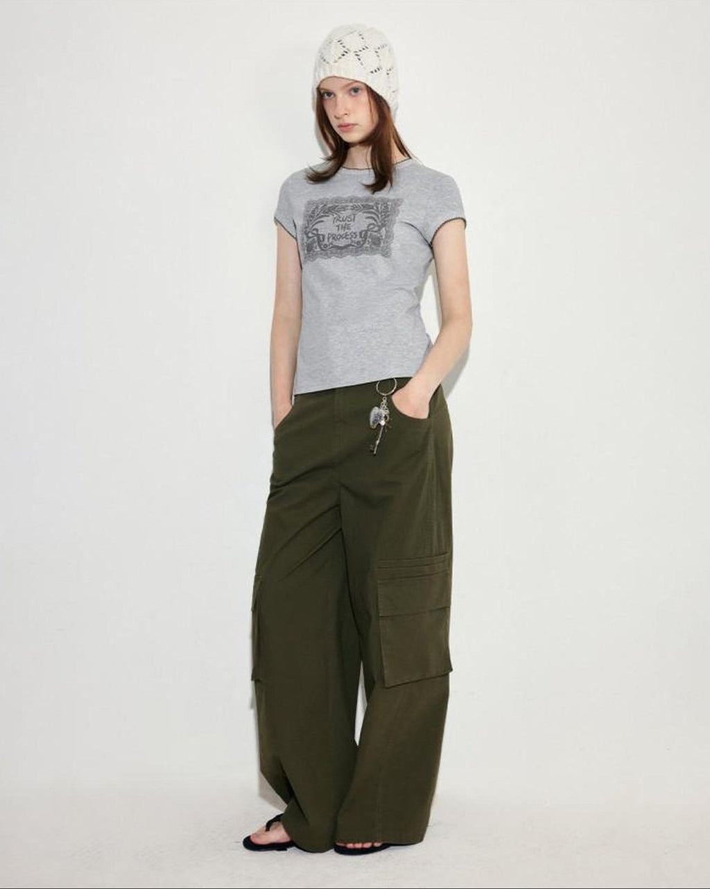 fano Lyocell Blend Heather Gray Printed Slim Korean Crewneck Short Sleeve T-Shirts