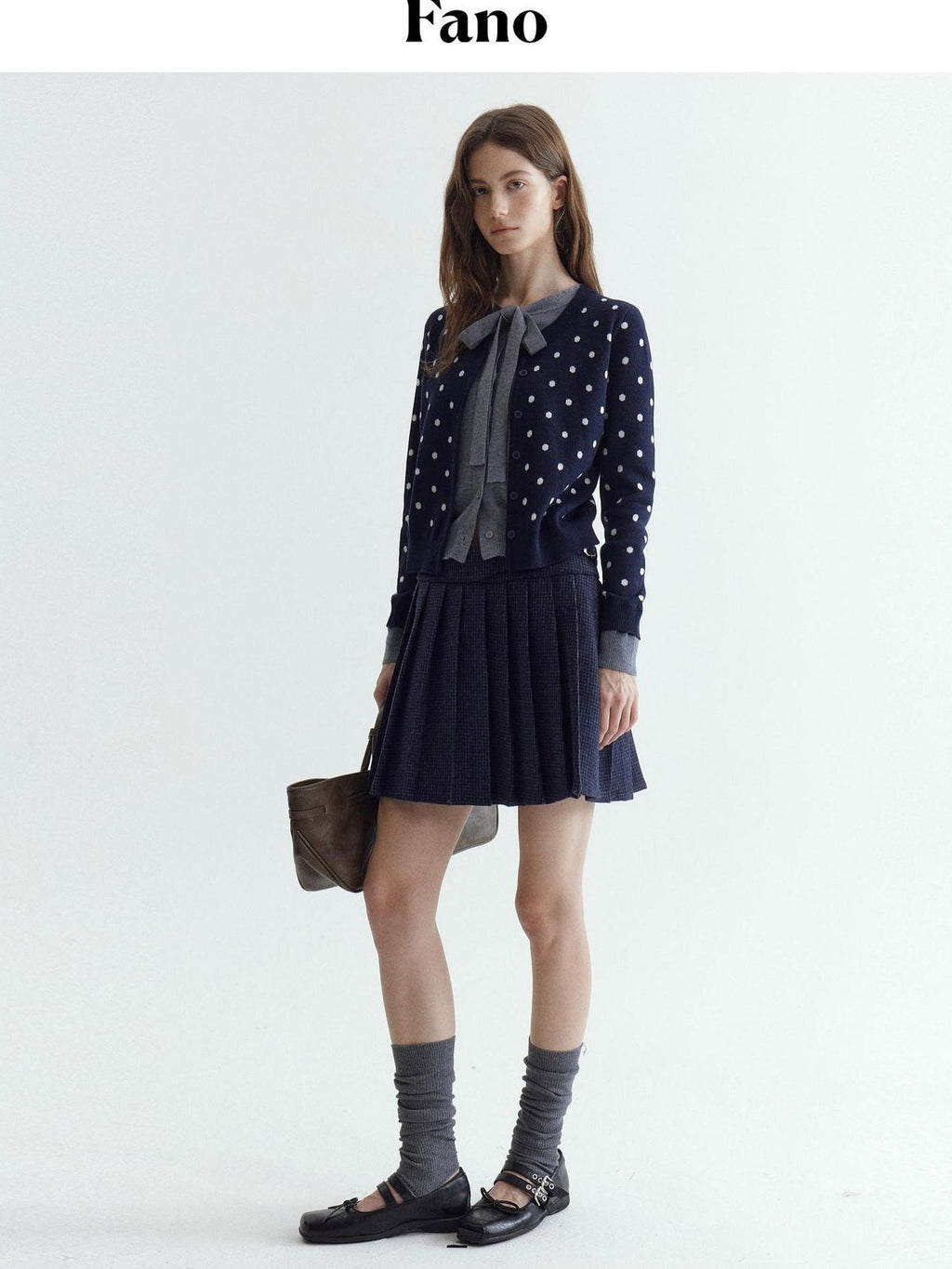 fano Slim Fit Polka Dot Button Front Long Sleeve Women Knitwear Tops Cardigans