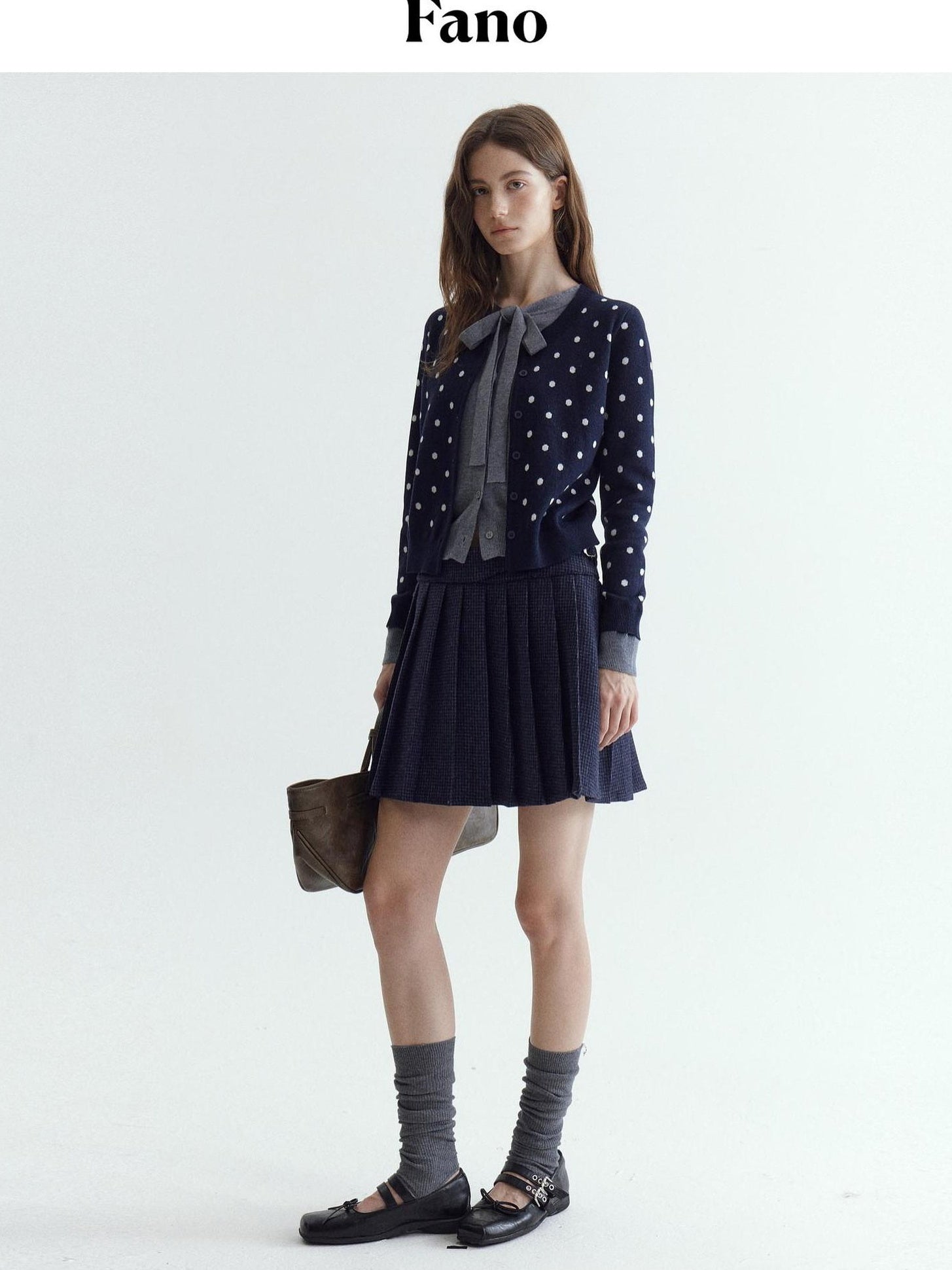 fano Slim Fit Polka Dot Button Front Long Sleeve Women Knitwear Tops Cardigans