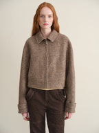 someone sometimes Wool Blend Retro Loose Zip Lapel Long Sleeve Women Multicolor Cropped Jackets